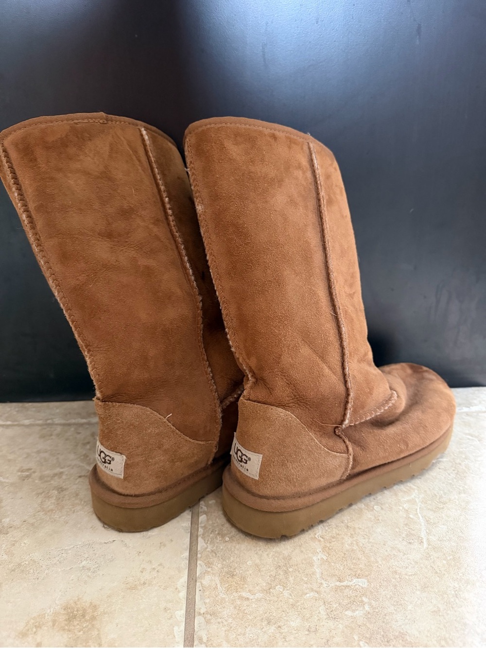 UGG Chestnut Suede Mid-Calf Sheepskin Boots - Women